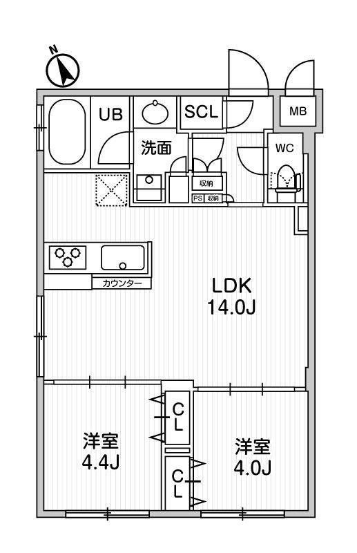ルネサンスコート桜新町(2LDK/3階)の間取り写真