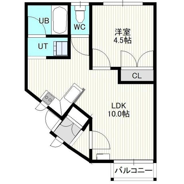 マンションノースロード(1LDK/1階)の間取り写真