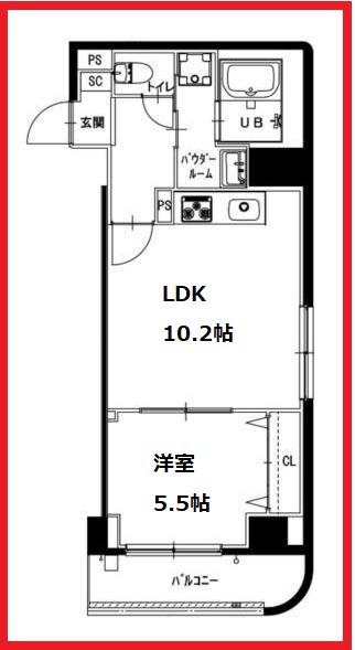 グレースヒル(1LDK/5階)の間取り写真