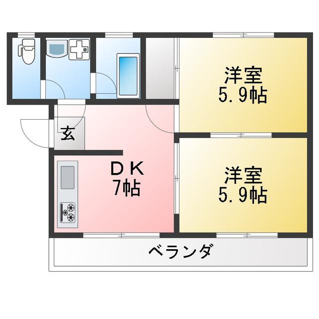安達マンション(2DK/4階)の間取り写真