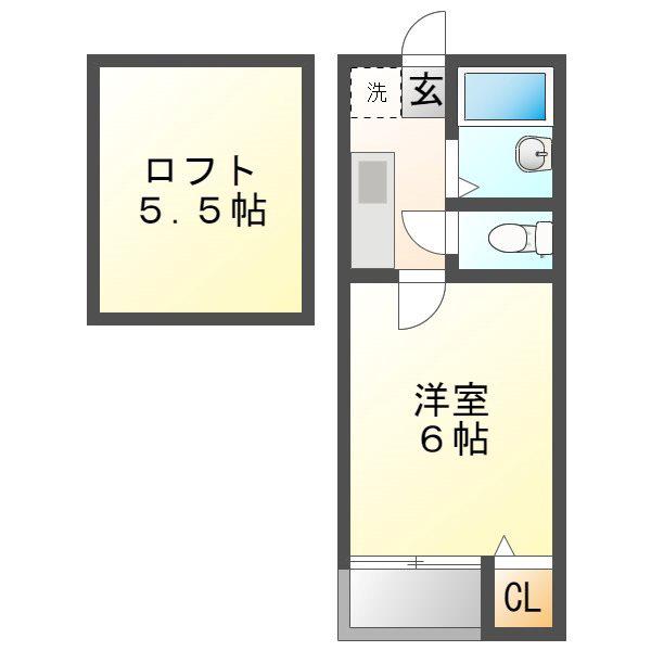 クレアール塩釜(1K/1階)の間取り写真