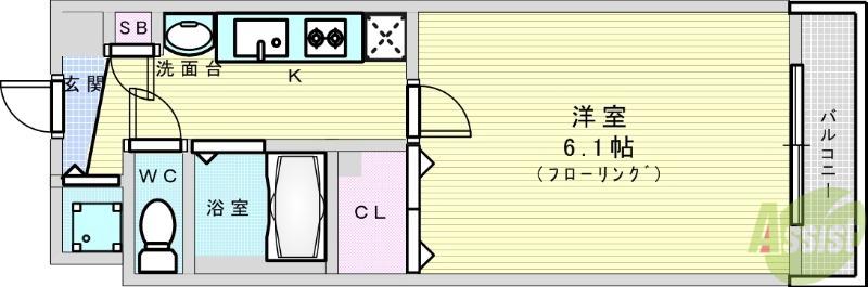 プレサンス新大阪クレスタ(1K/5階)の間取り写真