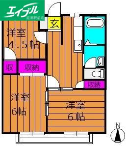 パナハイツYOU(3DK/2階)の間取り写真