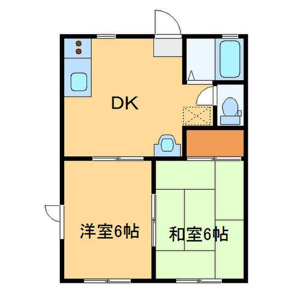 ハイツロゼC(2DK/2階)の間取り写真