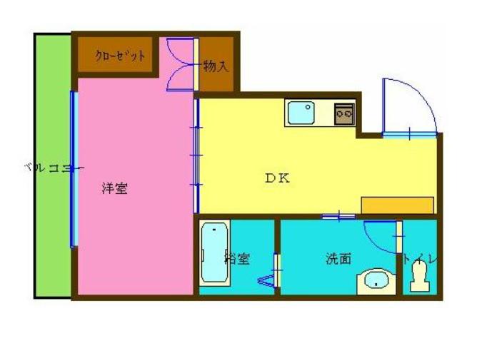 駅前1DK(1DK/2階)の間取り写真