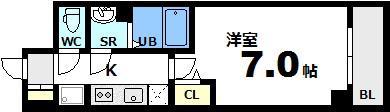 プレサンス広島中央(1K/6階)の間取り写真