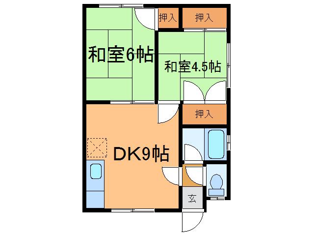 新柏林マンション(2DK/1階)の間取り写真
