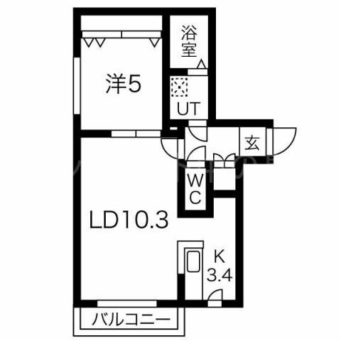 クラリス東札幌II(1LDK/4階)の間取り写真