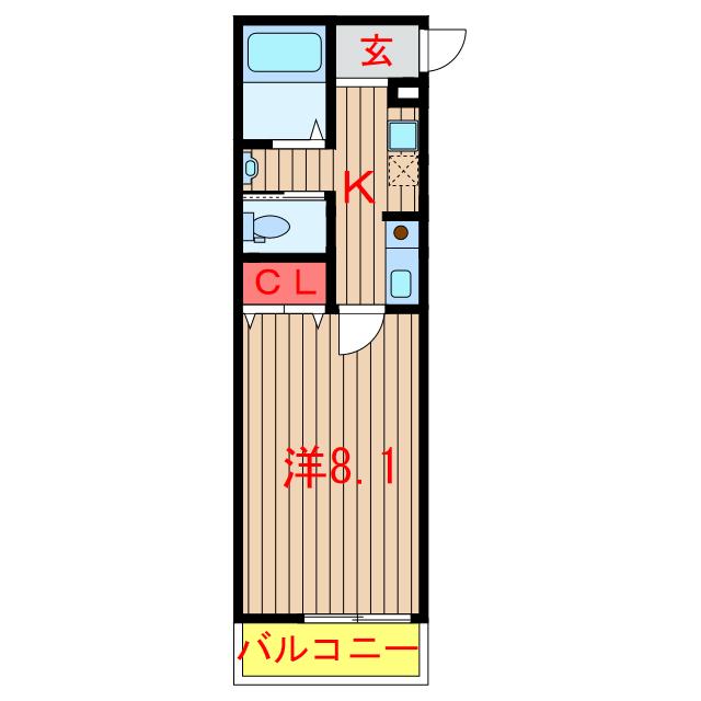 オリエンタルコート高根台(1K/2階)の間取り写真