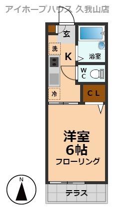 第6岸野ハイツ(1K/2階)の間取り写真