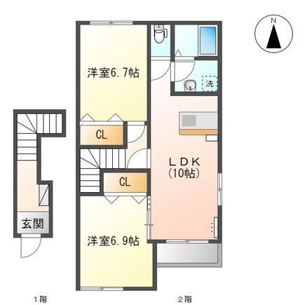 ウイング コート(2LDK/2階)の間取り写真