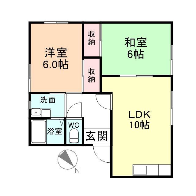 リヴェール射水(2LDK/1階)の間取り写真