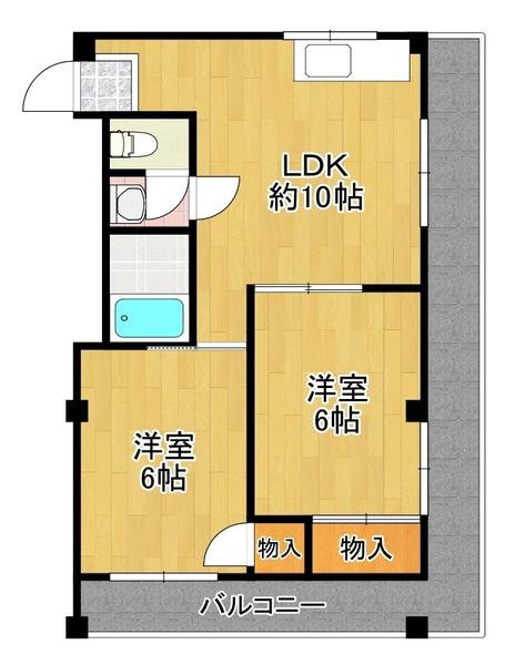 谷口ハイツ(2LDK/4階)の間取り写真