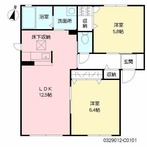 エスペランサC棟(2LDK/1階)の間取り写真