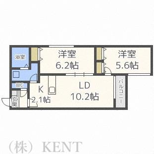 ウエストヴィレッジ(2LDK/4階)の間取り写真