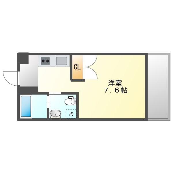 カーサドルチェ(1K/3階)の間取り写真