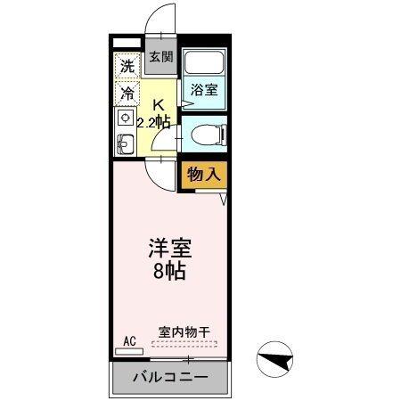 バウハウス2番館(1K/1階)の間取り写真