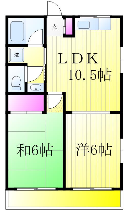 第二サニーハイツ(2LDK/2階)の間取り写真