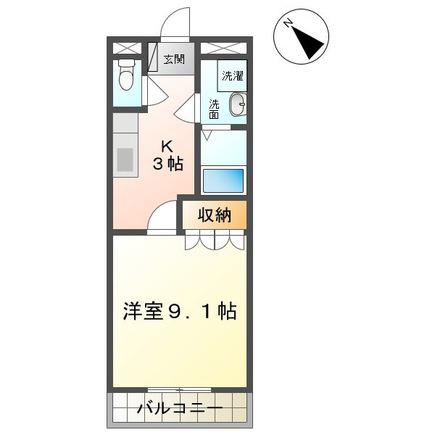 アムールハイム(1K/2階)の間取り写真