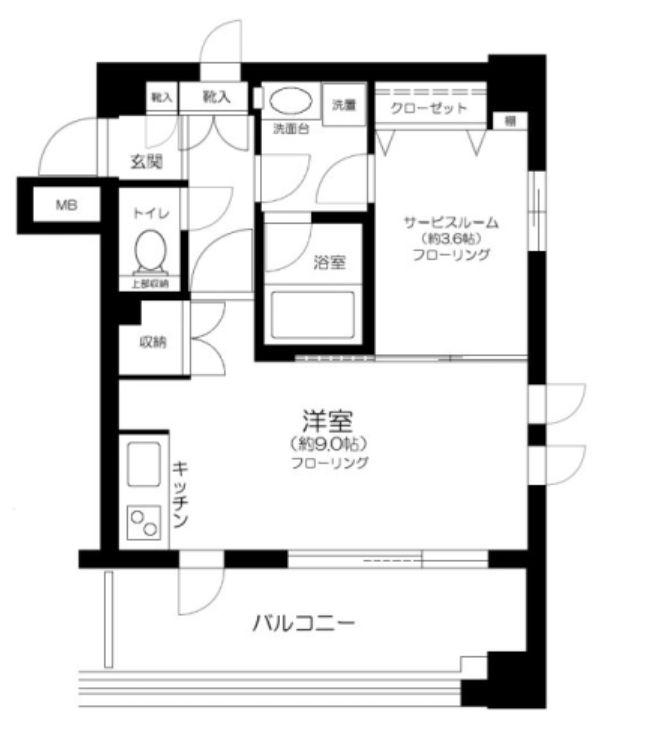 東急ドエルアルス本郷南(1LDK/2階)の間取り写真