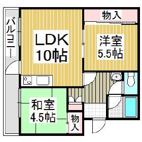 コーポNYC(2LDK/2階)の間取り写真