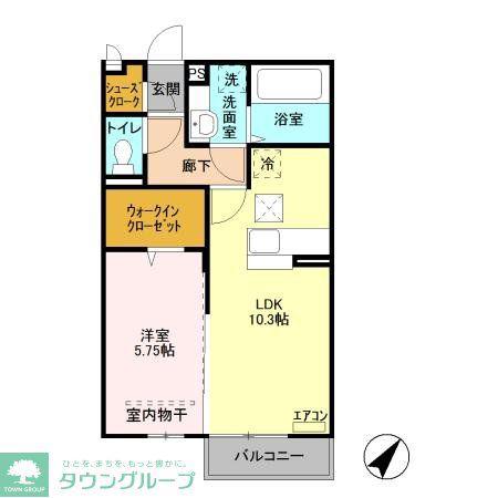 アベニール園生(1LDK/1階)の間取り写真