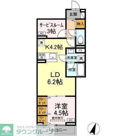 セレスティア中央 II(1SLDK/3階)の間取り写真