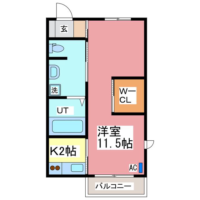 SHAMAISON AKARI B棟(1K/2階)の間取り写真