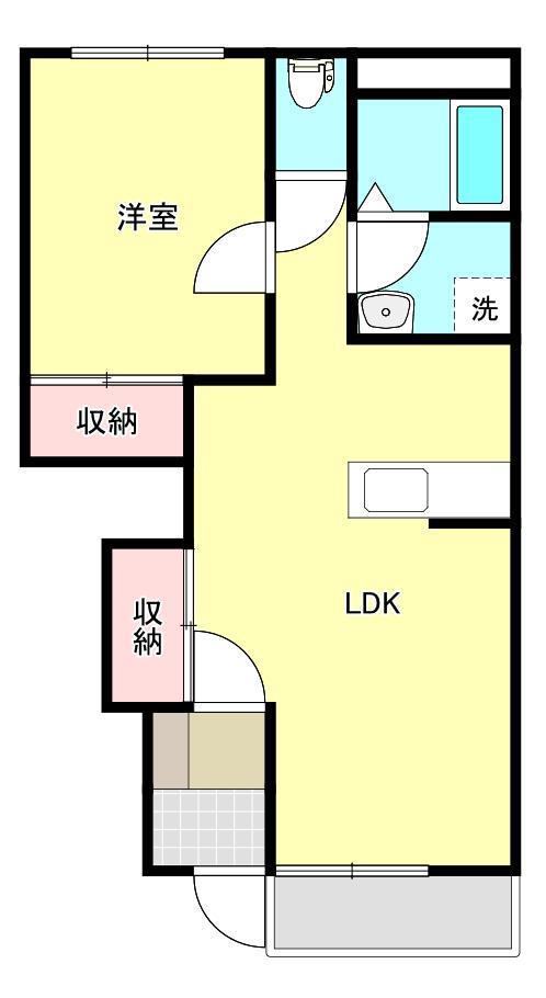 フリーダム新白河(1LDK/1階)の間取り写真