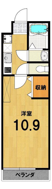 フラッティ紫竹北栗栖町(1K/4階)の間取り写真