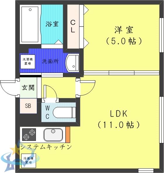 POSH桑園(1LDK/5階)の間取り写真