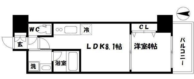LC大手通(1LDK/9階)の間取り写真