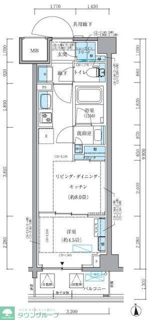 パークアクシス品川シーサイド(1LDK/1階)の間取り写真