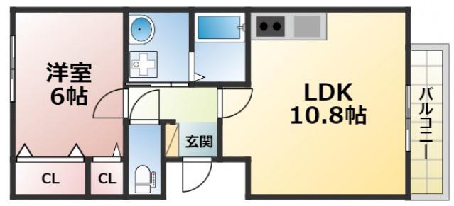 オークガーデン(1LDK/1階)の間取り写真