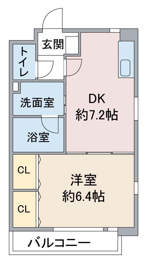 プレステージ金城(1DK/2階)の間取り写真