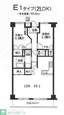秋津高山館(2LDK/4階)の間取り写真