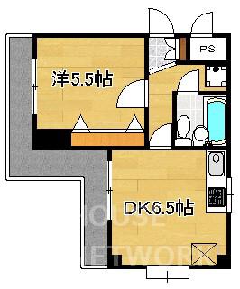 ライオンズマンション北大路(1DK/3階)の間取り写真