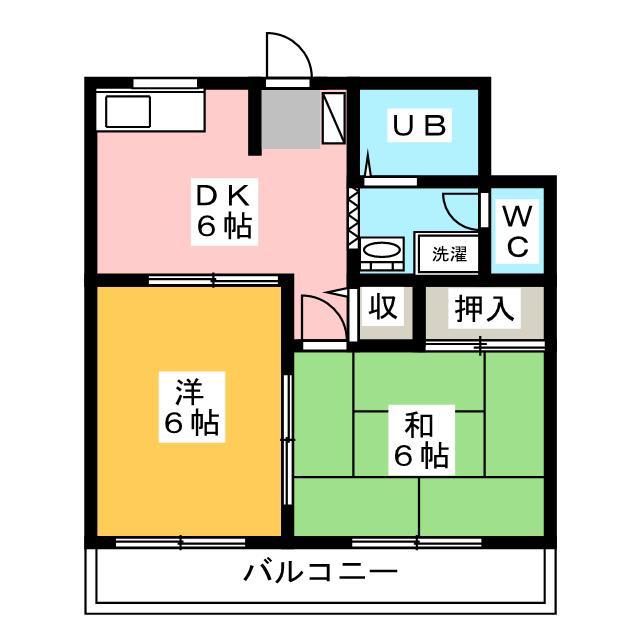 ピュアチューレYM(2DK/2階)の間取り写真