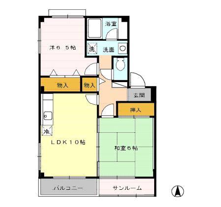 レジデンス横田南(2LDK/1階)の間取り写真