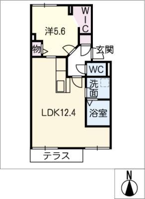 レジデンス美里C(1LDK/1階)の間取り写真