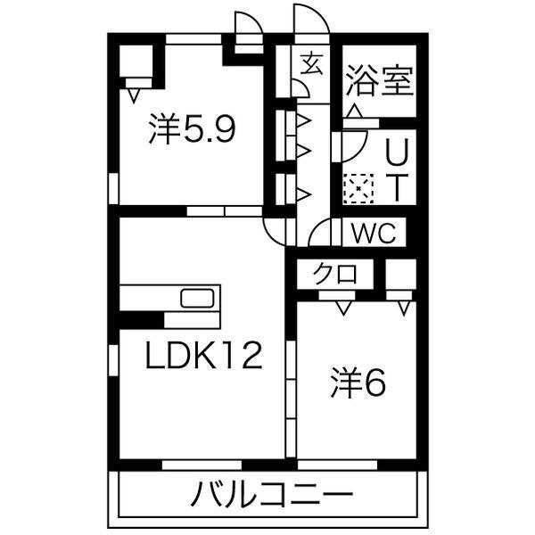 コンフォールZENW棟(2LDK/1階)の間取り写真
