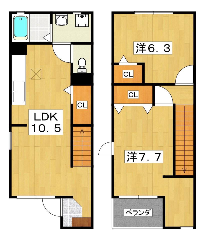 ノーブルビレッジ高柳(2LDK/1階)の間取り写真