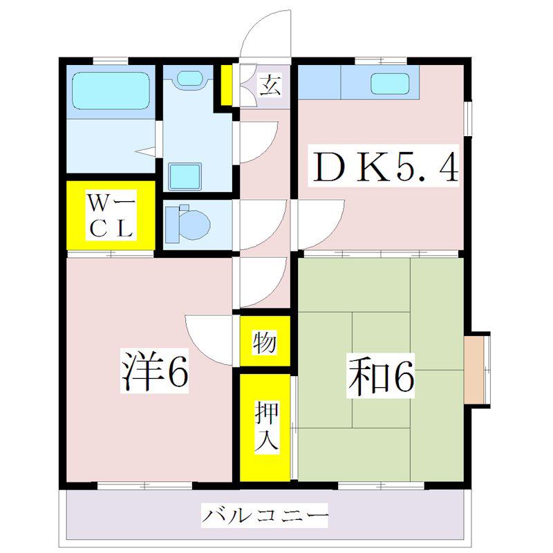 コンフォートTIII(2DK/2階)の間取り写真