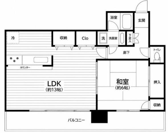 リガーレ日本橋人形町(1LDK/4階)の間取り写真