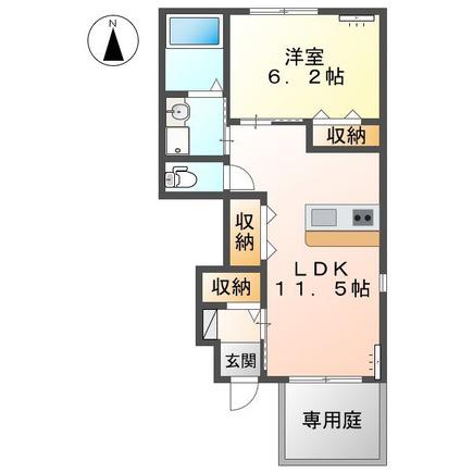 ヴィクトワール(1LDK/1階)の間取り写真