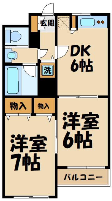 マイレジデンス(2DK/2階)の間取り写真