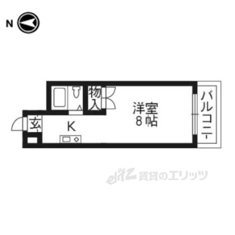 フラッツ下狛(ワンルーム/3階)の間取り写真