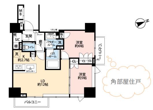 東京ベイシティタワー(2LDK/18階)の間取り写真