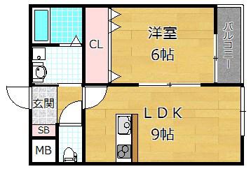 クラウディア香里ケ丘(1LDK/1階)の間取り写真