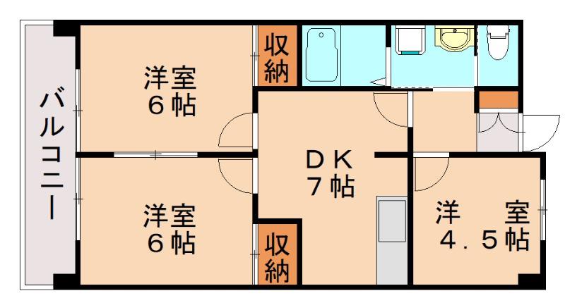 片野レジデンシャルビル(3DK/7階)の間取り写真